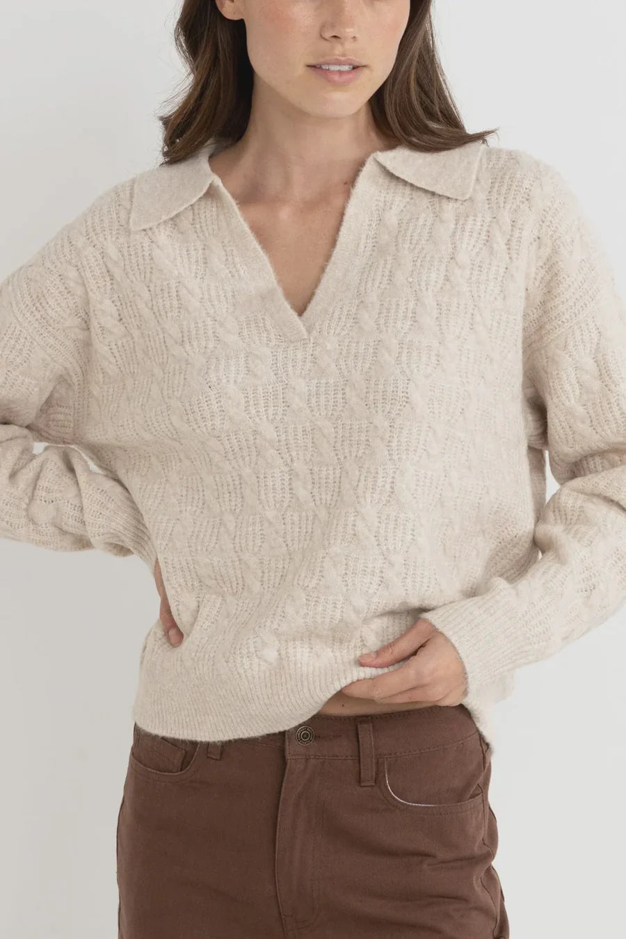 Rhythm Lexie V-Neck Collared Jumper Sweater