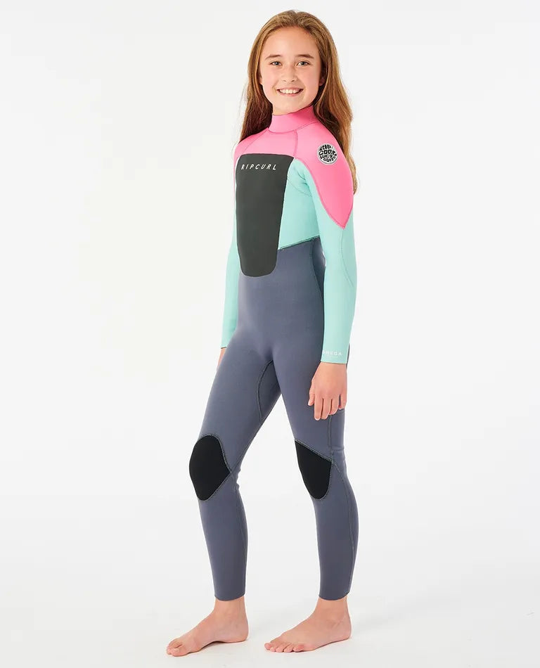 Rip Curl Juniors Omega 4/3 Back Zip Unisex Wetsuits (8-16 years) - Pink