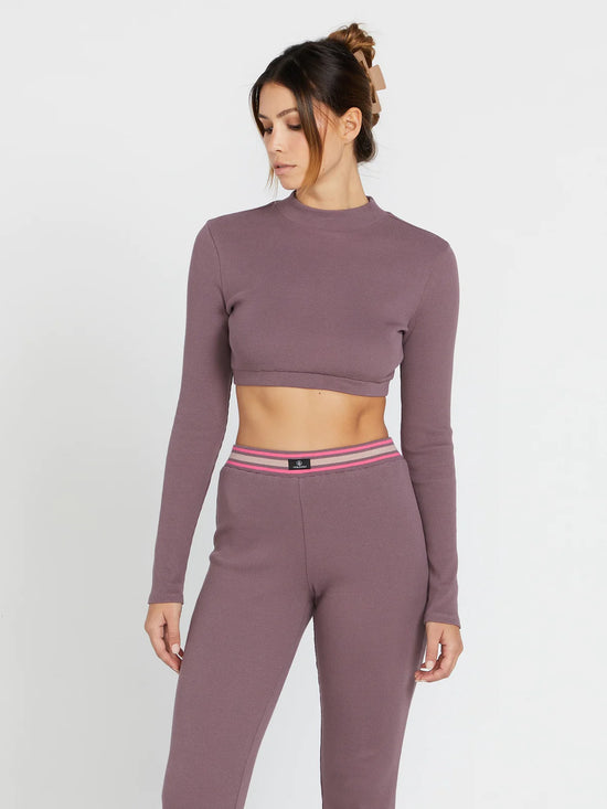 Volcom Lived In Lounge Mock Neck Sleeve Top - Acai