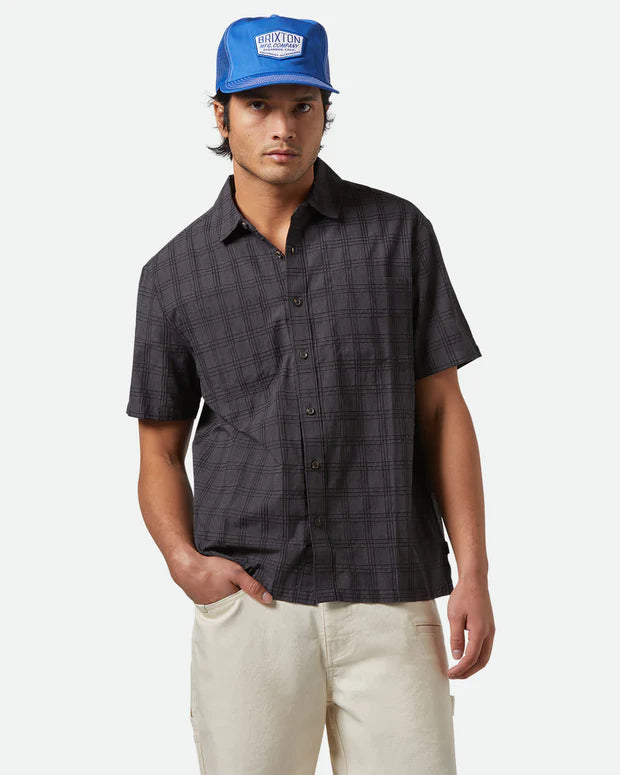 Brixton Men's Cru Oxford Plaid Relaxed Short Sleeve Shirt