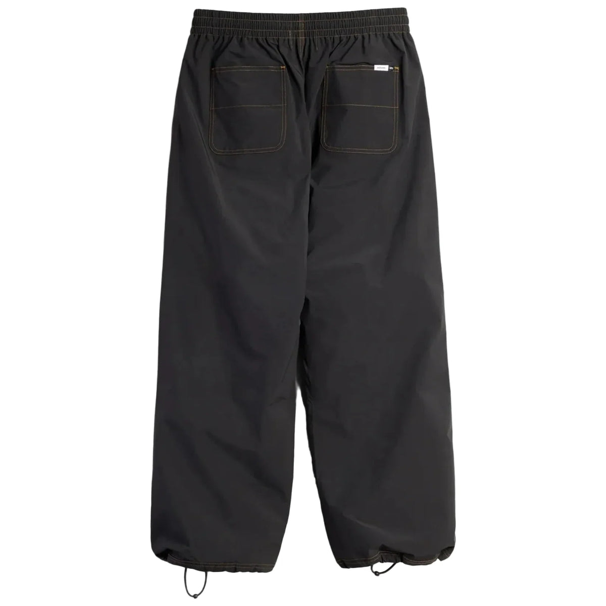 Autumn men's relaxed fit pants with elastic waist, back patch pockets, and ankle drawstrings