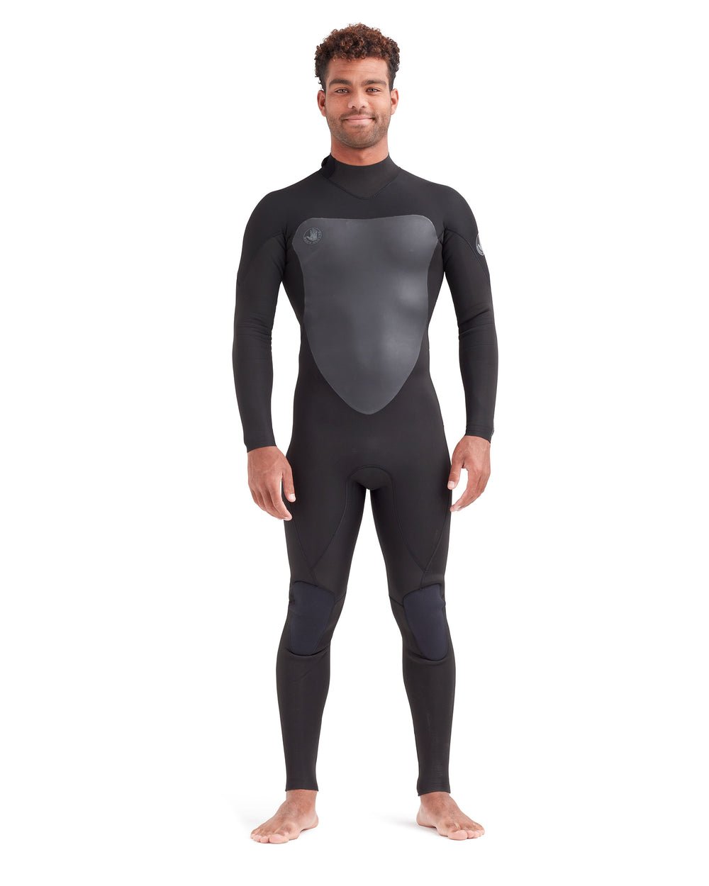 Body Glove Phoenix men's black 4/3mm back-zip fullsuit wetsuit with gray chest panel