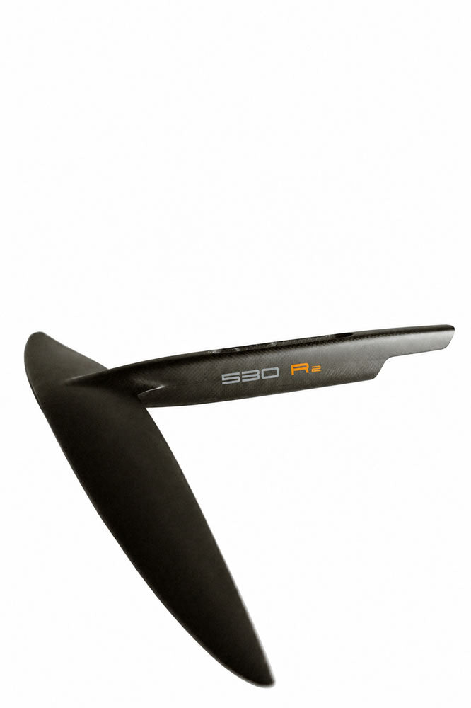 Code Foils 530 R2 matte black carbon fiber front wing hydrofoil side view