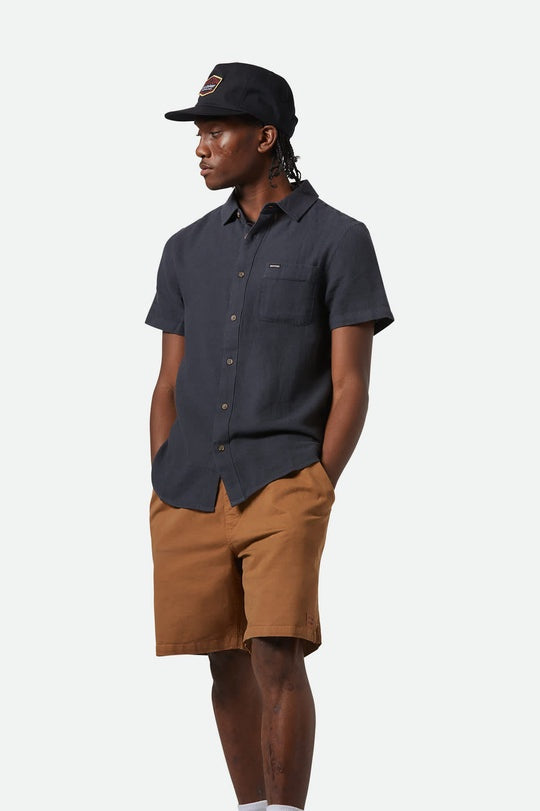 Brixton Charter Organic Cotton S/S Woven - Washed Black