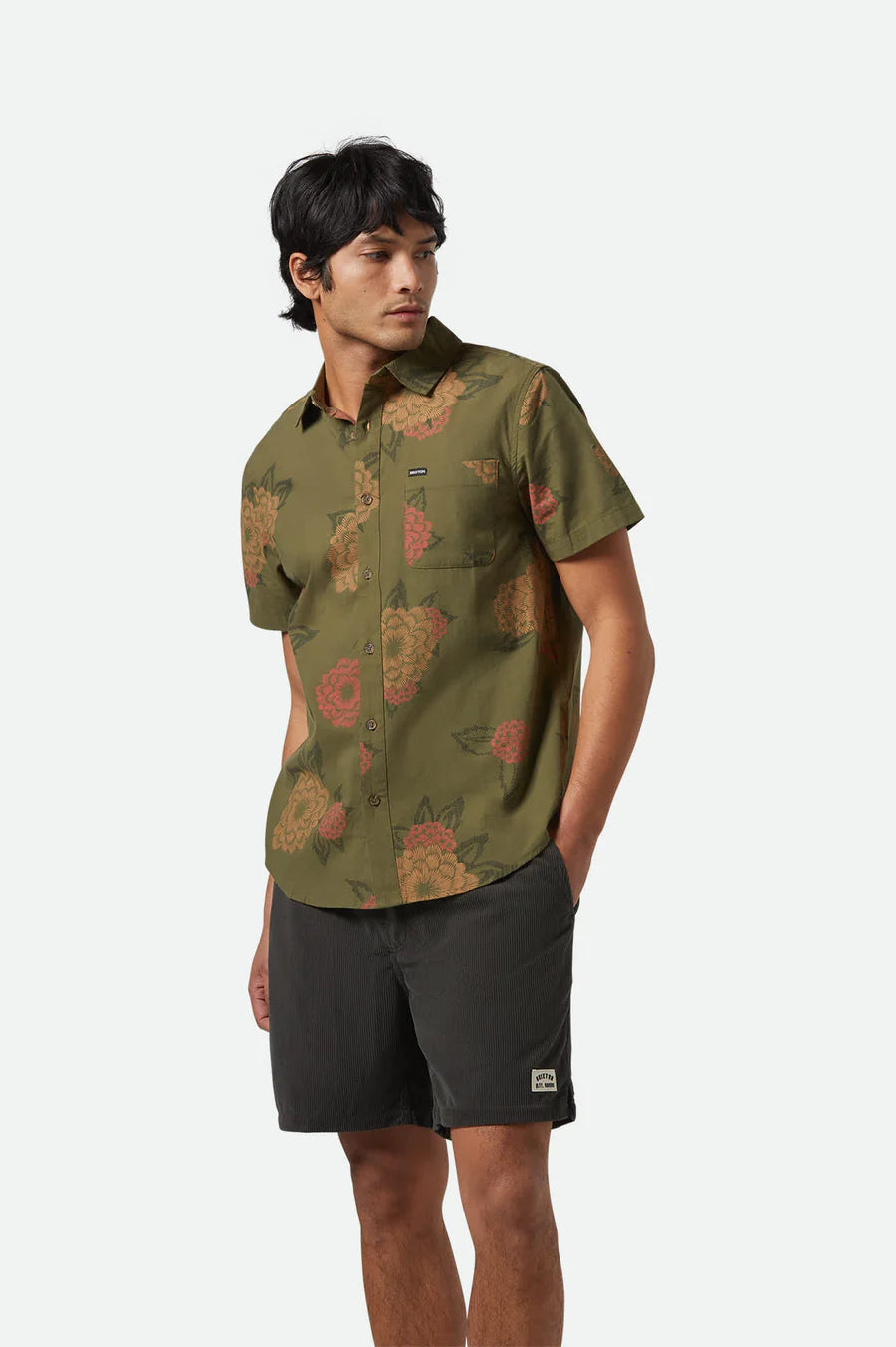 Brixton Charter Print S/S Woven - Ivy Green/Painterly Floral