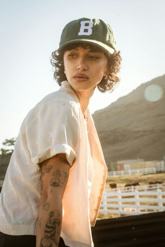 Brixton Silky S/S Jacquard Button Down - White Cap Floral Jacquard