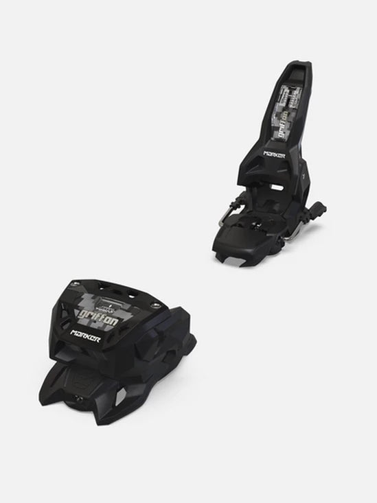 Marker Griffon 13 MN black ski bindings showing toe and heel pieces separately