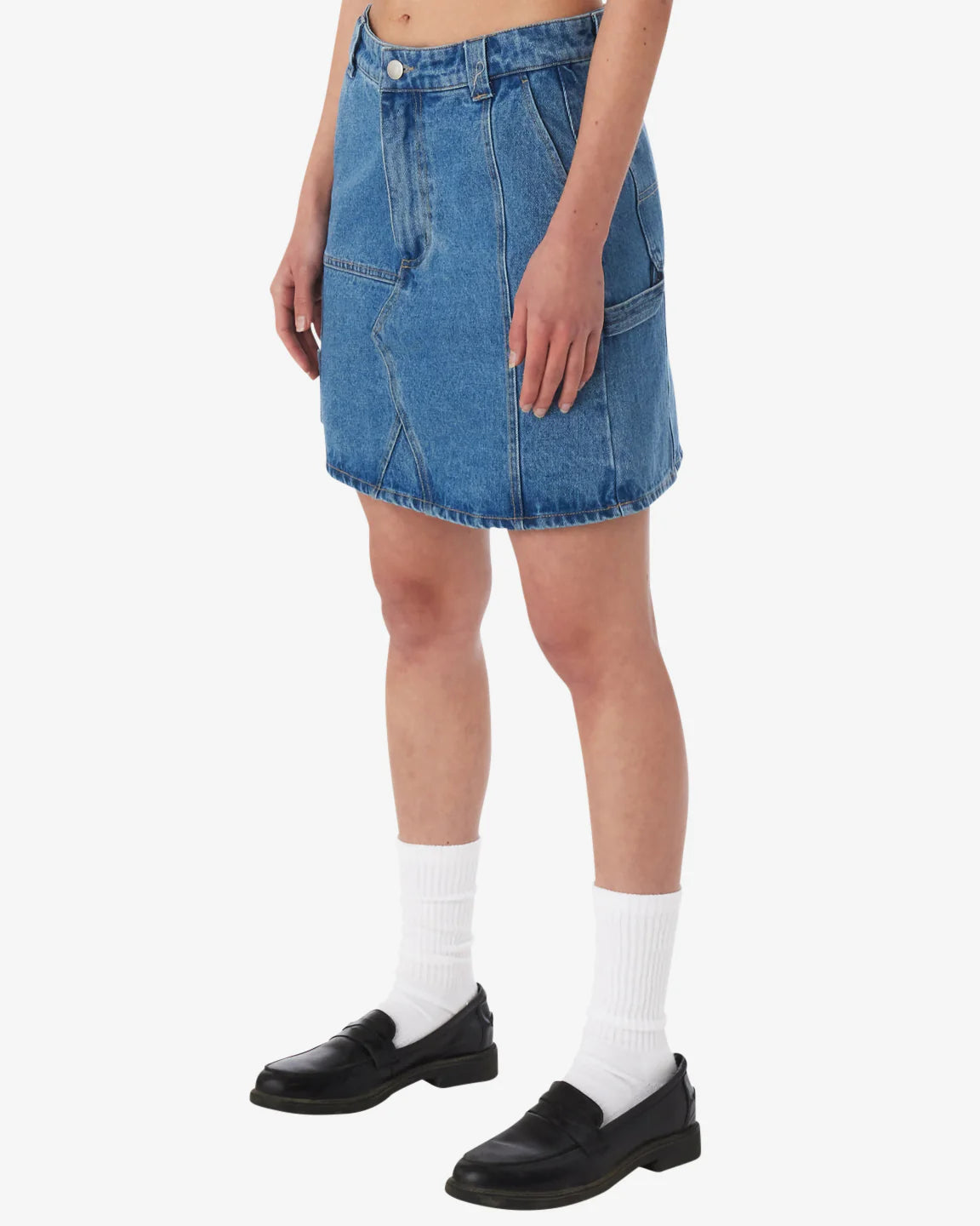 Obey Rebuilt Carpenter Skirt - Light Indigo