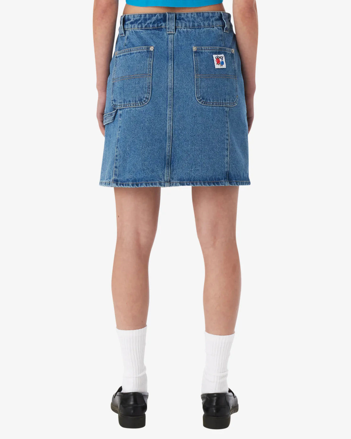 Obey Rebuilt Carpenter Skirt - Light Indigo