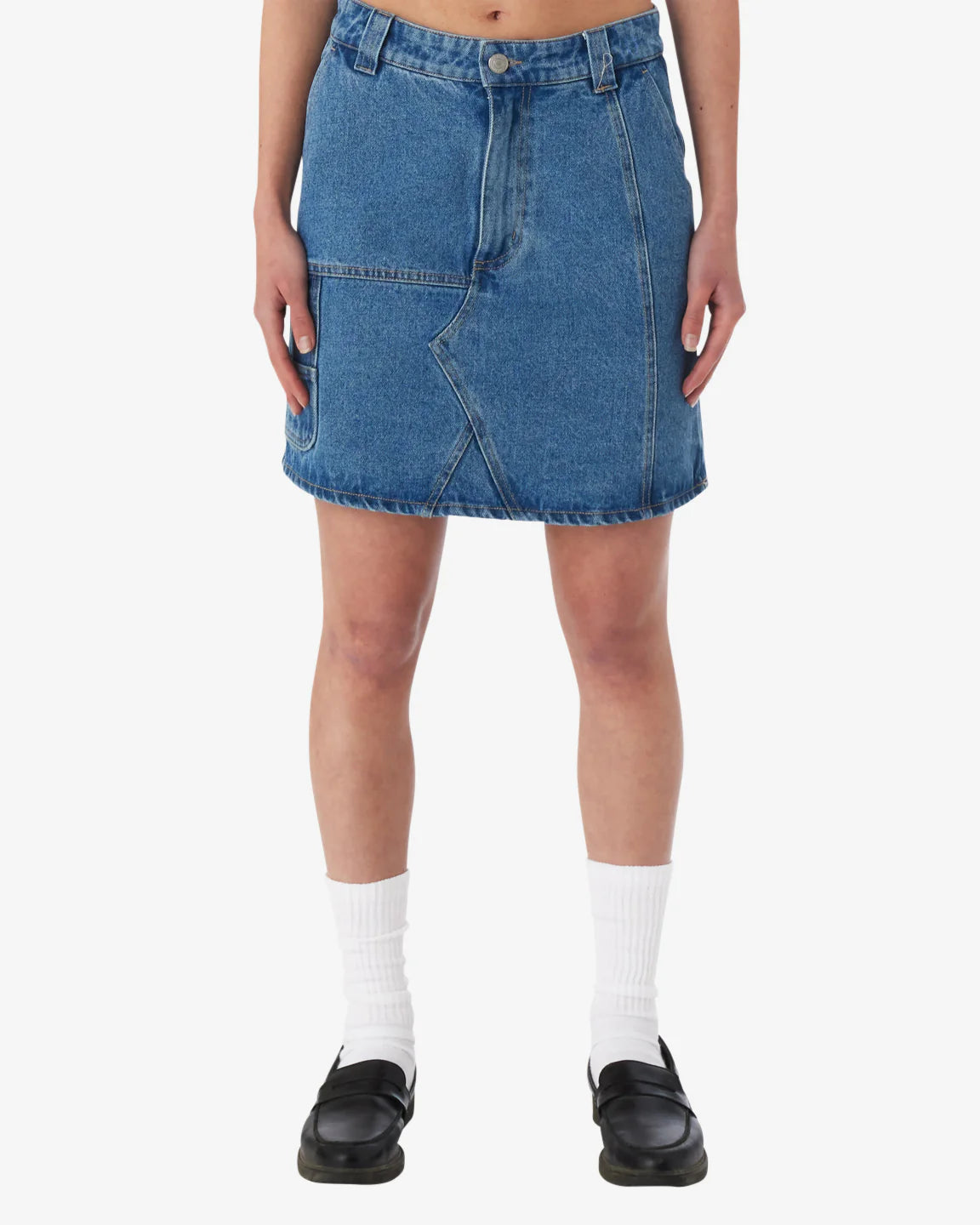 Obey Rebuilt Carpenter Skirt - Light Indigo