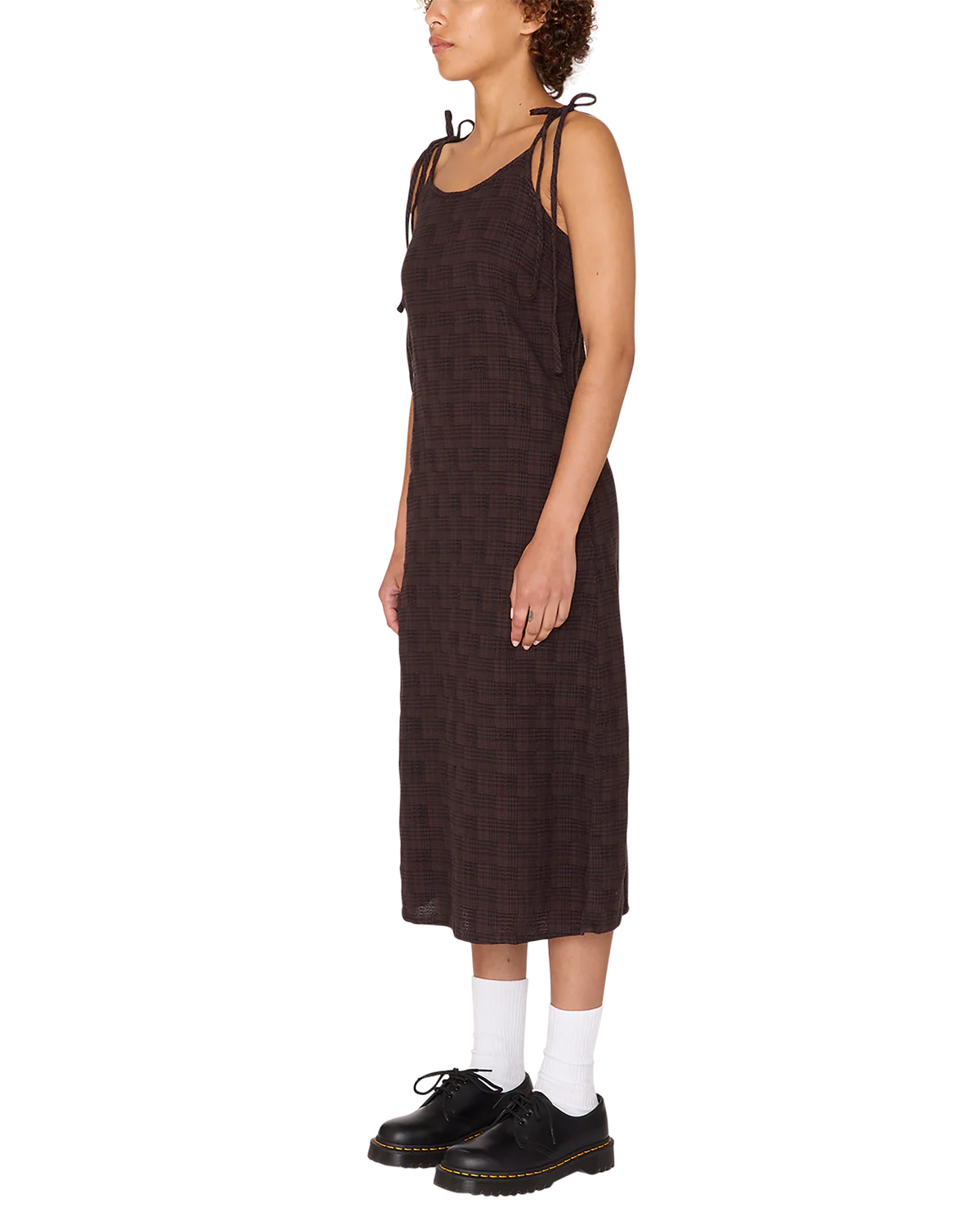 Obey Vivian Plaid Dress - Java Brown Multi