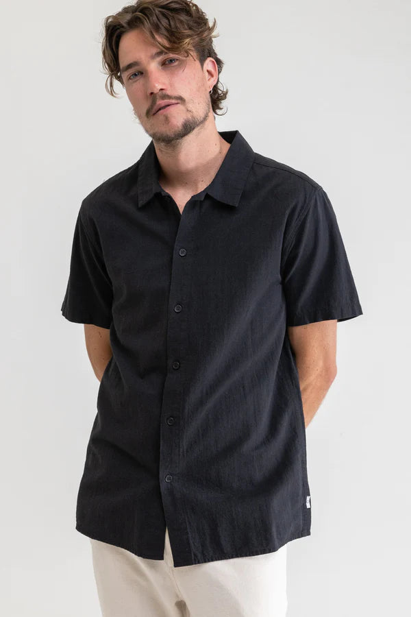 Rhythm Classic Linen Short Sleeve Shirt - Vintage Black