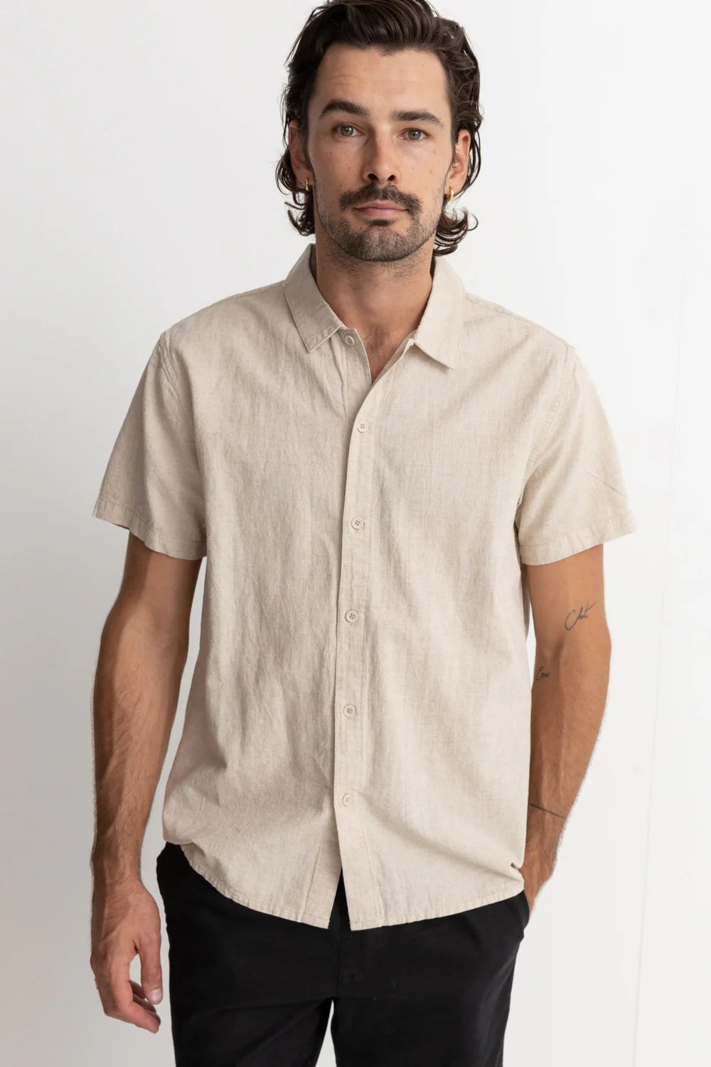 Rhythm Classic Linen SS Shirt - Sand