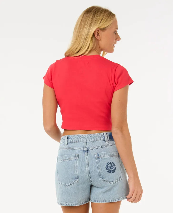Rip Curl Classic Ribbed Tee - Hibiscus Red