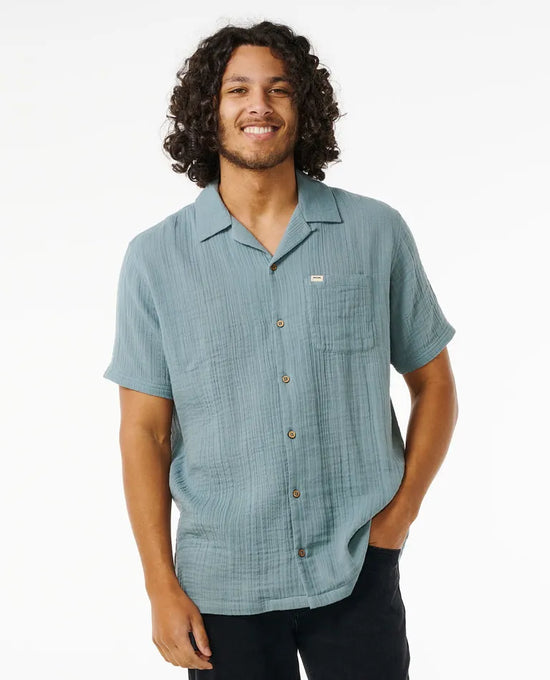 Rip Curl Drained Short Sleeve Shirt - Mineral Blue
