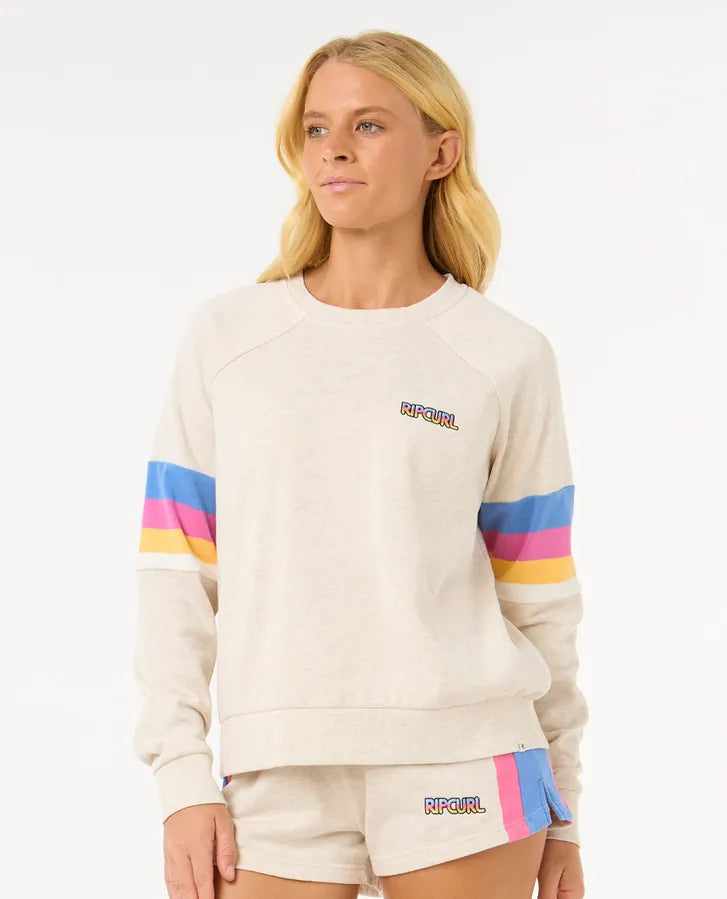 Rip Curl Las Dalias Raglan Crew - Oatmeal Marle
