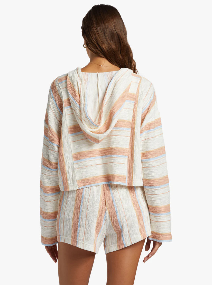 Roxy Todos Santos Poncho Style Hoodie - Cafe Creme Beach Blissed Strip