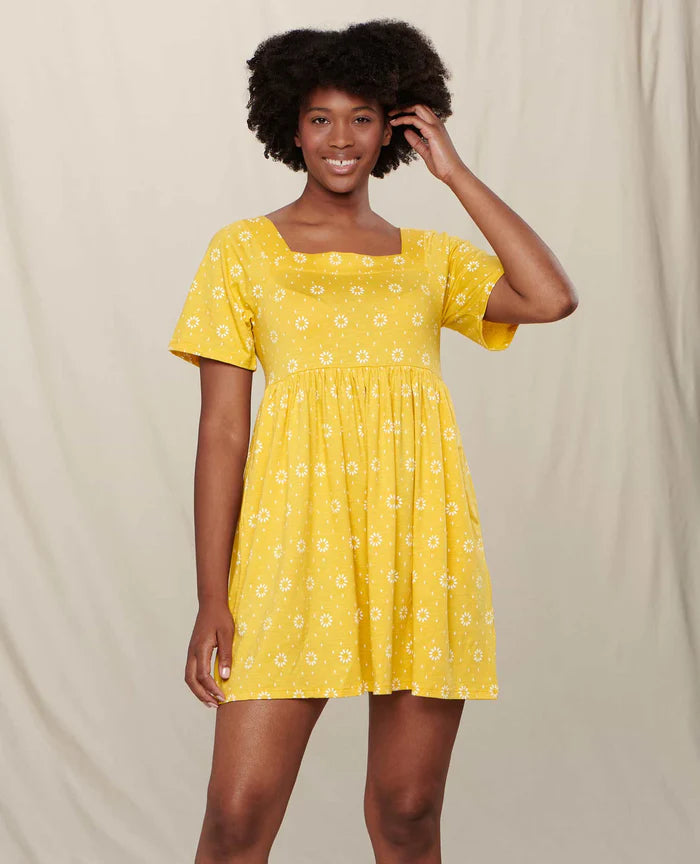 Toad & Co. Sora Short Sleeve Dress - Lemon Sunflower Print