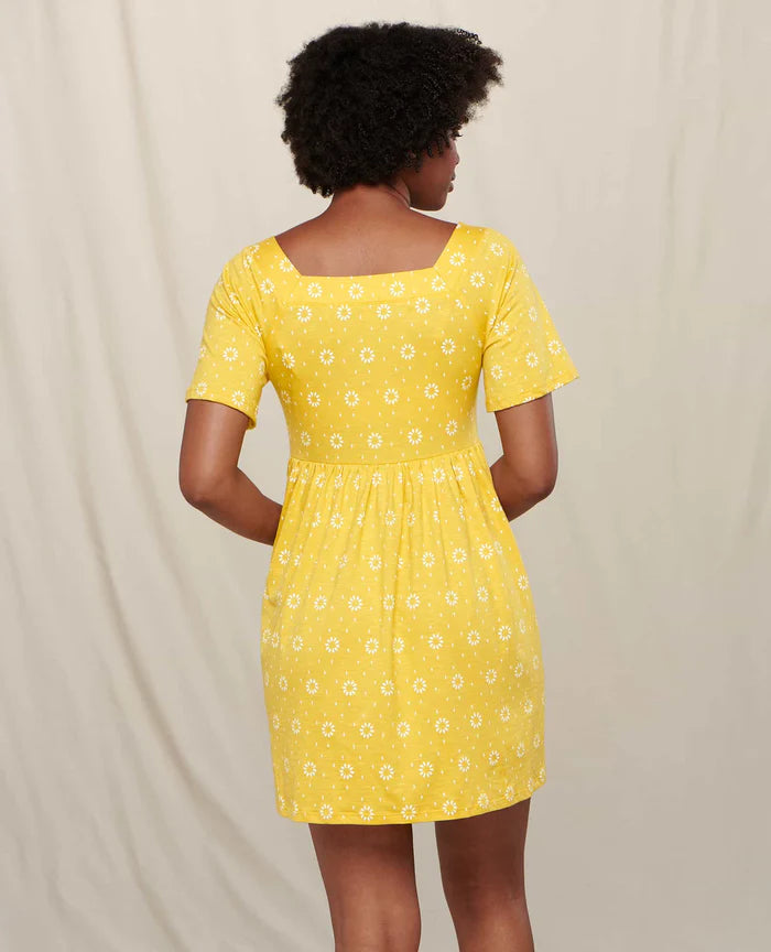 Toad & Co. Sora Short Sleeve Dress - Lemon Sunflower Print