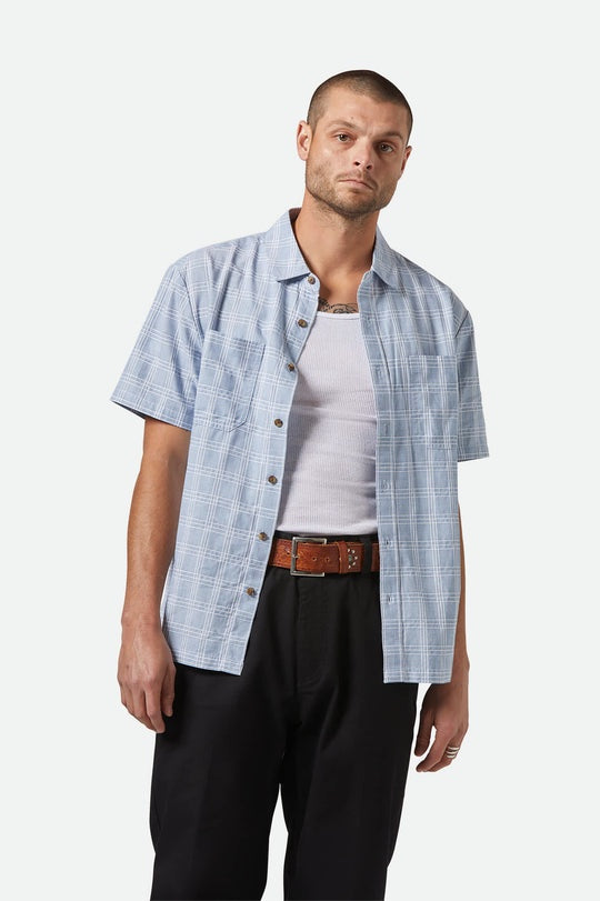 Brixton Men's Cru Oxford Plaid Relaxed Short Sleeve Shirt