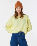 Rip Curl Emily oversized yellow crew neck sweater with drop shoulders