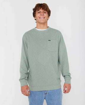 Rip Curl Grid Crew sage green long sleeve sweatshirt with chest pocket