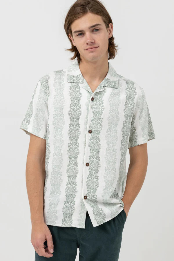 Rhythm Pineapple Stripe SS Shirt - Sage