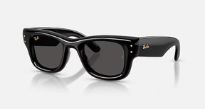 Ray-Ban Wayfarer Puffer black acetate sunglasses with dark grey lenses and gold accents