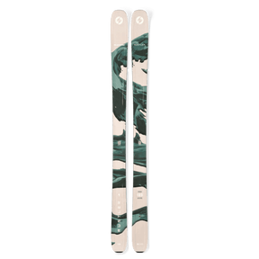 Blizzard Rustler 9 skis 2026 in cream and dark green abstract brushstroke graphic, 180cm