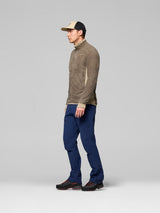 Men's full-zip fleece midlayer jacket with textured knit fabric and side panel accents
