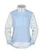 Women's zip-up hybrid fleece jacket with patterned sleeves and smooth body panels