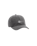 Charcoal grey washed twill strapback cap with white embroidered Obey flower logo