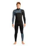 Men's black and slate grey 4/3mm chest-zip full wetsuit, front view