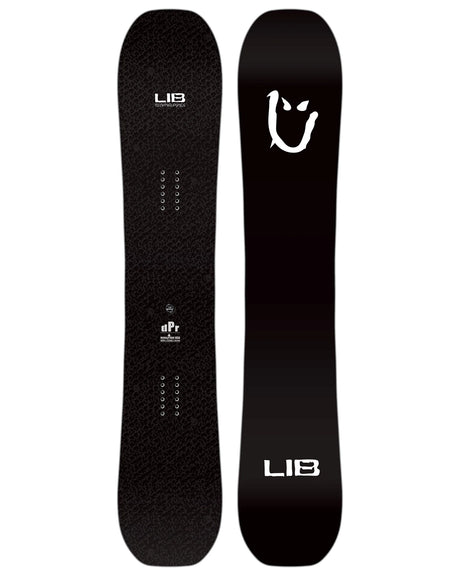 Lib Tech DPR snowboard 2027 shown front and back, black with white logo