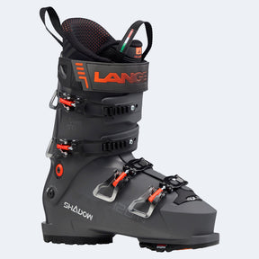 Lange Shadow 120 HV GW alpine ski boot with four buckle closure and orange accents
