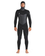Men's black hooded full wetsuit with chest-zip and grey panel accents