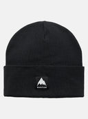 Burton black knit cuffed beanie with mountain logo patch on fold
