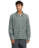 RVCA Adams sage green plaid corduroy overshirt jacket with chest pockets