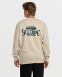 Billabong Since 1973 logo crewneck sweatshirt in beige heather, back view