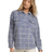 Billabong women's blue corduroy plaid shacket with button front and chest pockets