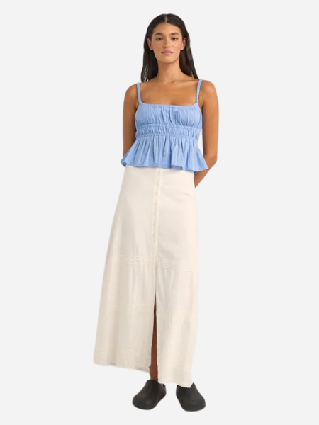 Rhythm Pearl Button Front Maxi Skirt
