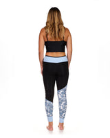 Body Glove Stellar Pant black leggings with blue floral print lower leg panels