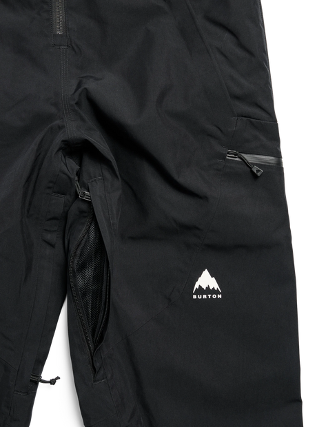 Burton women's bib snow pants with zippered thigh pocket and mesh ventilation opening