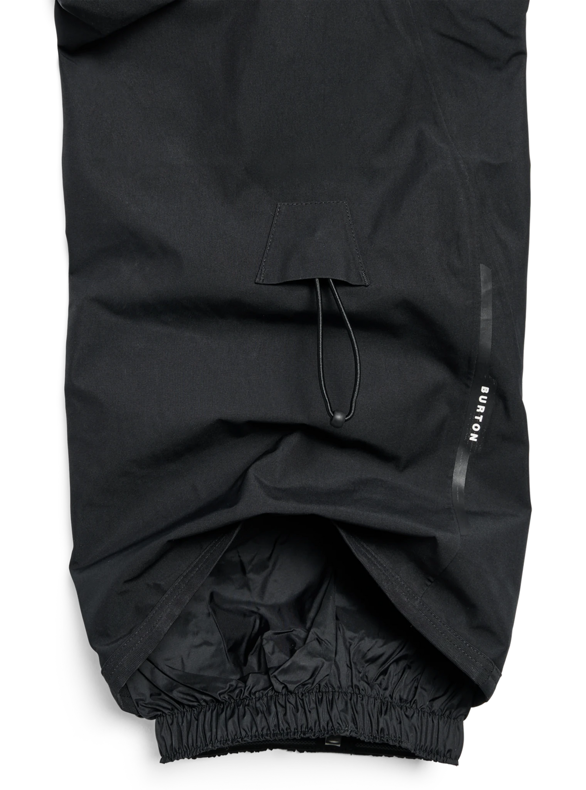 Burton women's bib snow pants lower leg detail showing gaiter cuff and pocket