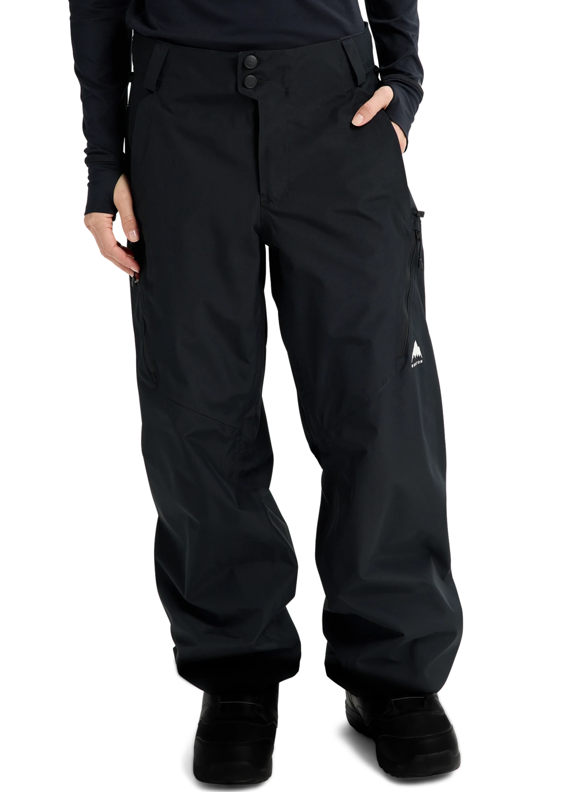 Burton women's relaxed fit snow pants with dual button closure and side pockets