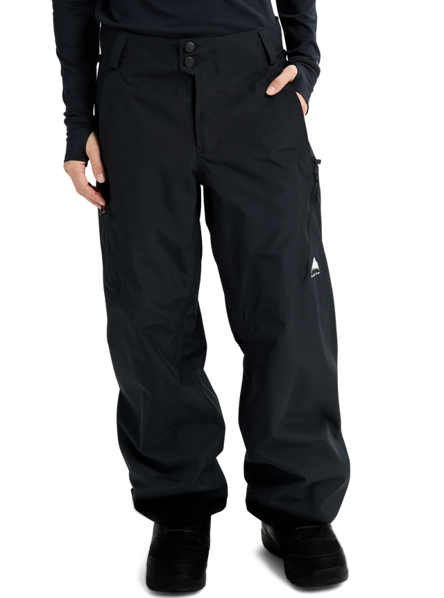 Burton women's relaxed fit snow pants with dual button closure and side pockets