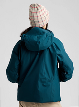 Burton women's 3-in-1 hooded jacket shown from the back with beanie hat