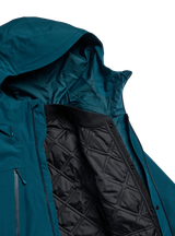 Women's 3-in-1 hooded ski jacket with quilted black inner layer shown open