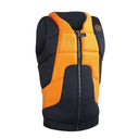 High impact orange and black padded vest with front zipper, ideal for water sports safety.