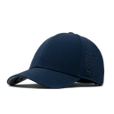 Melin navy blue perforated baseball cap with structured brim and rubber logo patch